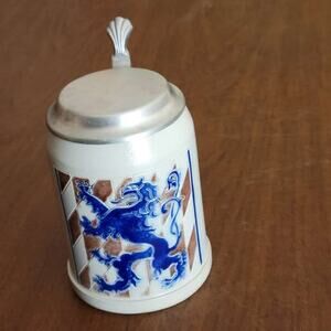 Goebel Merkelbach Salzglasur 1 liter Stein  pewter lid & Bavarian coat of arms